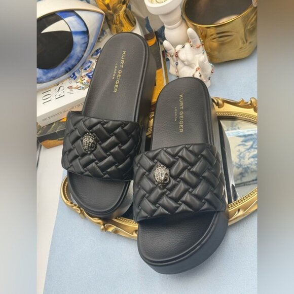 🆕 KURT GEIGER LONDON 🧿 NWOB Meena Eagle Platform Slides Sz EU 41 US 10 - Picture 7 of 16